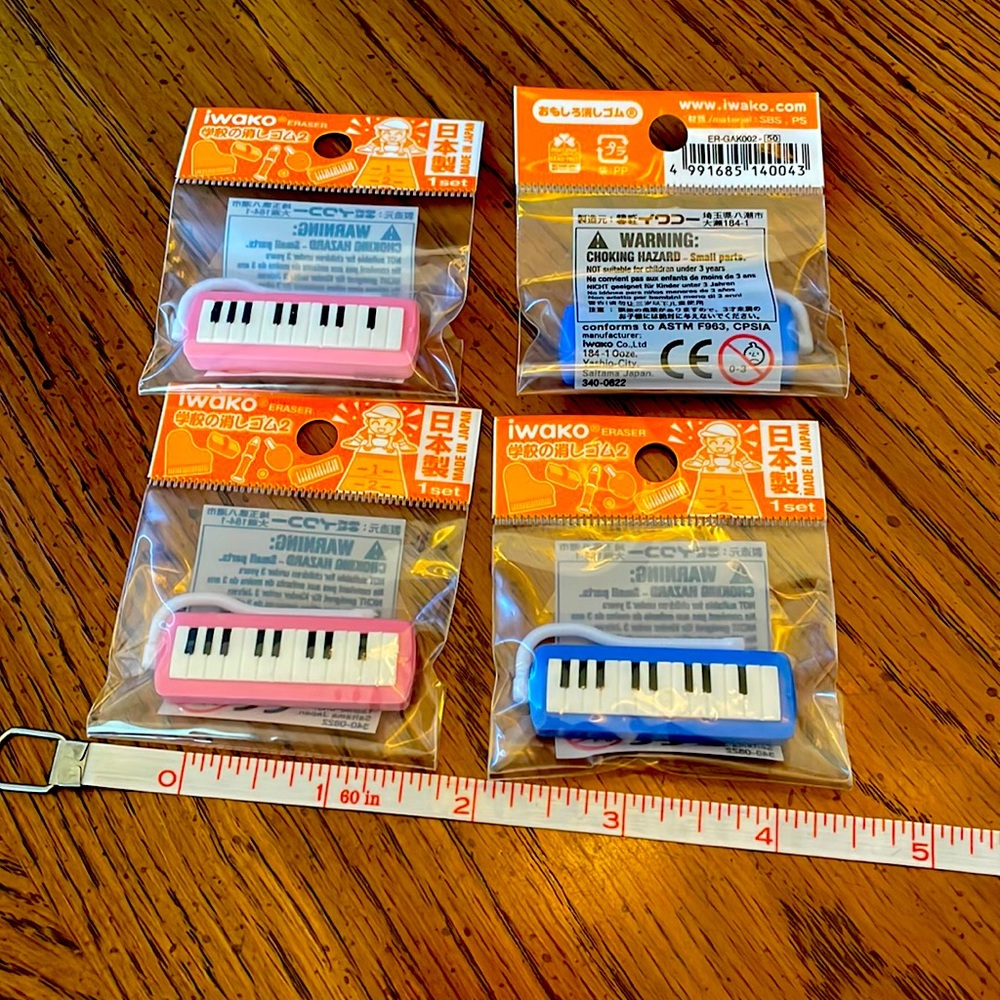 Iwako Keyboard Erasers Blue Pink Lot of 4 Set of Four School